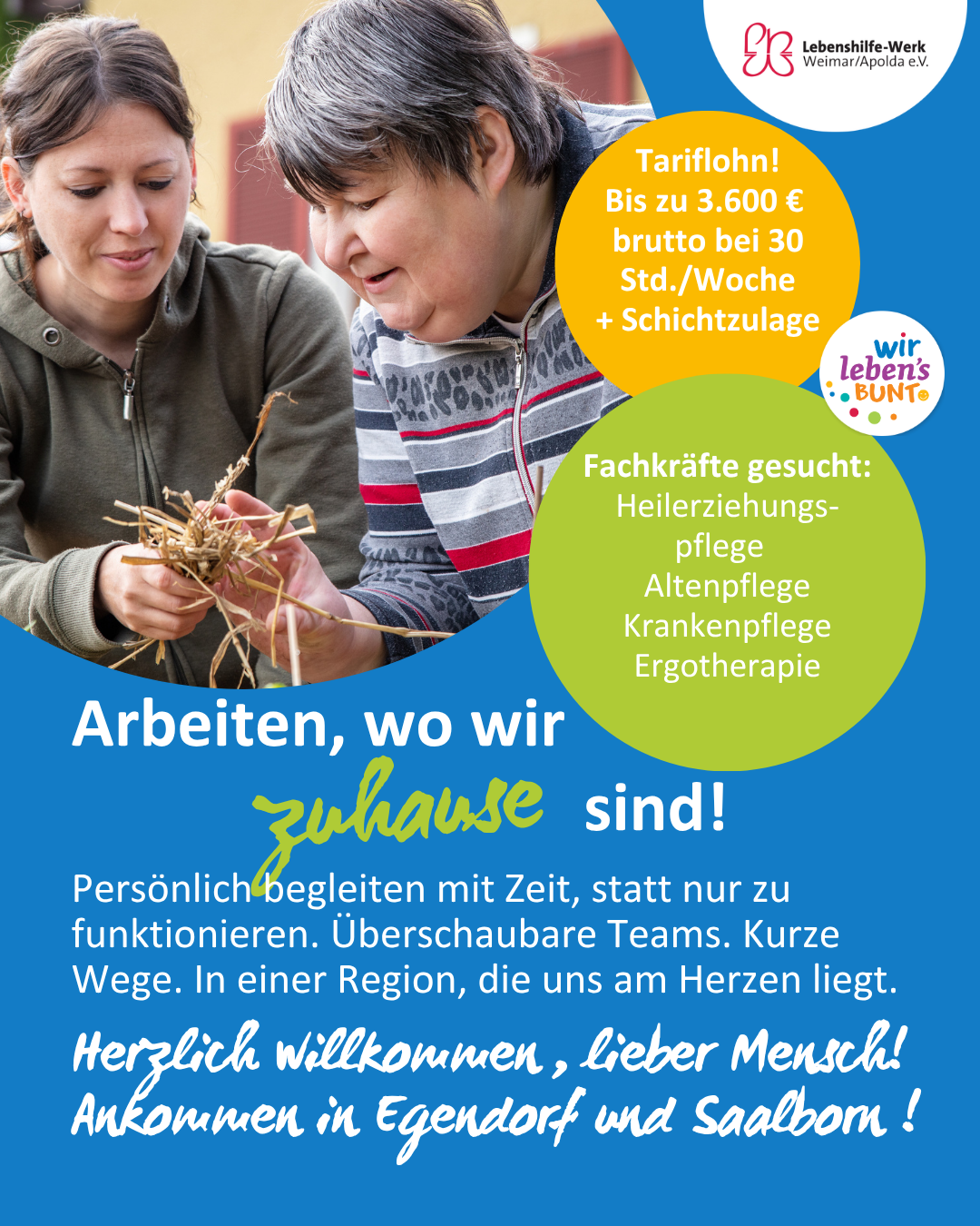 Stellenanzeige für Fachkräfte in Egendorf und Saalborn: Arbeiten, wo wir zuhause sind