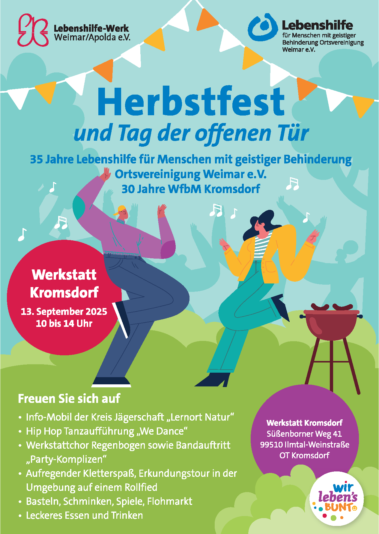 Ein buntes Plakat wirbt für das Herbstfest